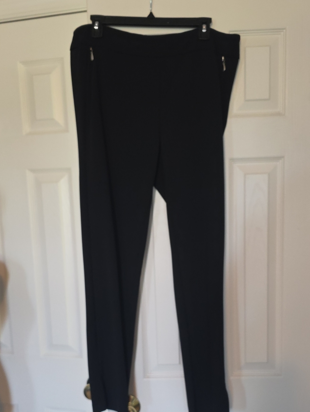 Soho Black Skinny Ponte Pants with Zip Accent